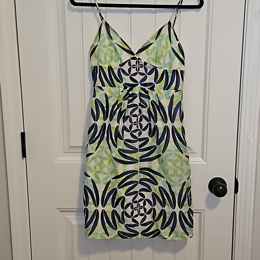 Blue and Green Print Mini Dress Size 5 - Picture 1 of 9
